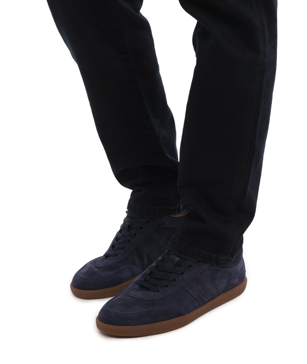 TOD'S Темно-синие замшевые низкие кроссовки / кеды, фото 7