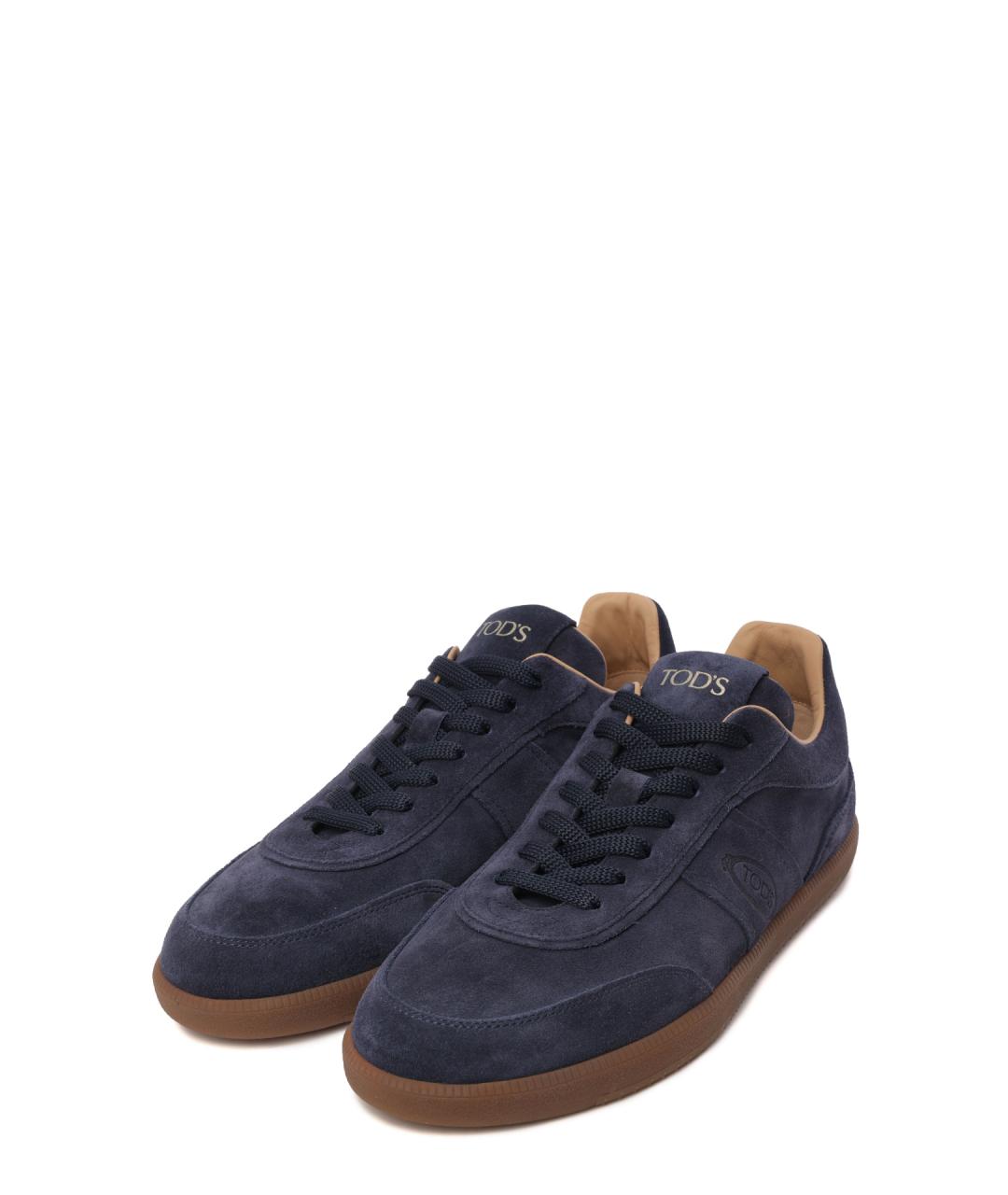 TOD'S Темно-синие замшевые низкие кроссовки / кеды, фото 2