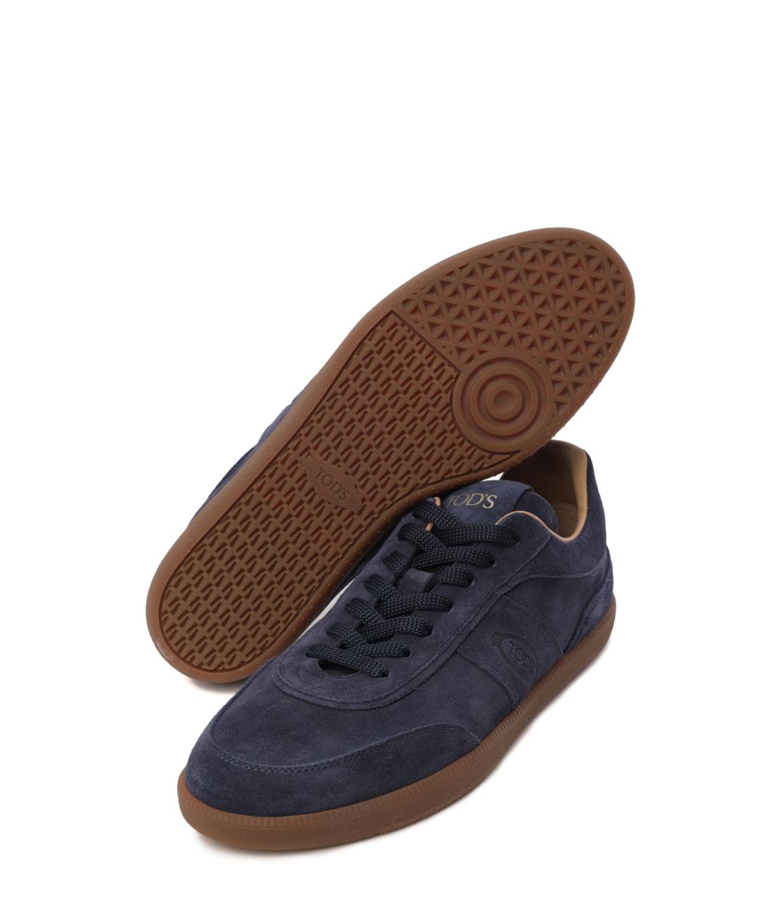 TOD'S Темно-синие замшевые низкие кроссовки / кеды, фото 4
