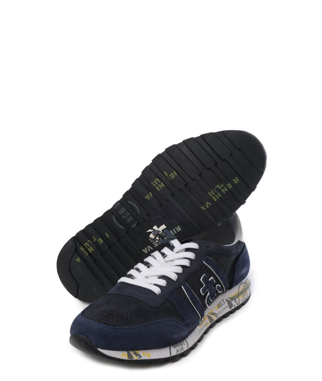 PREMIATA Темно-синие замшевые низкие кроссовки / кеды, фото 5