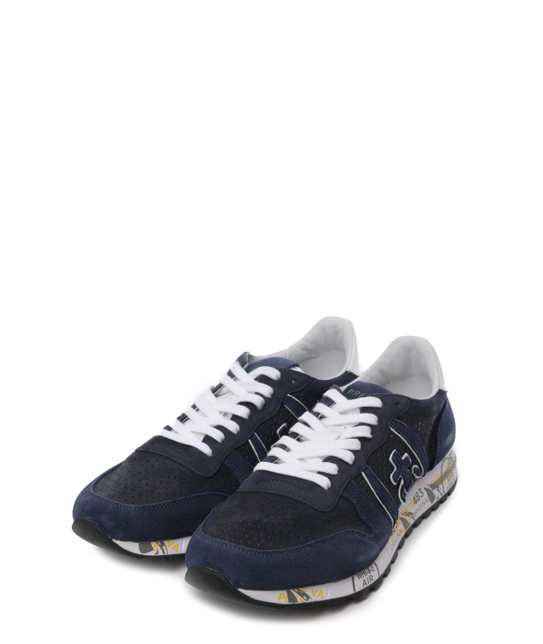 PREMIATA Темно-синие замшевые низкие кроссовки / кеды, фото 2