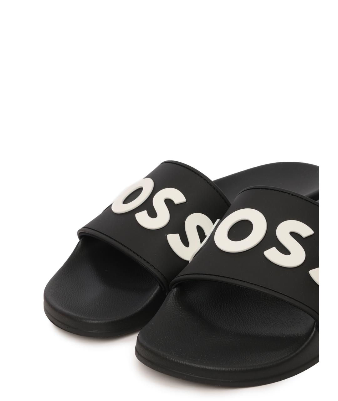 HUGO BOSS Черные резиновые шлепанцы, фото 5