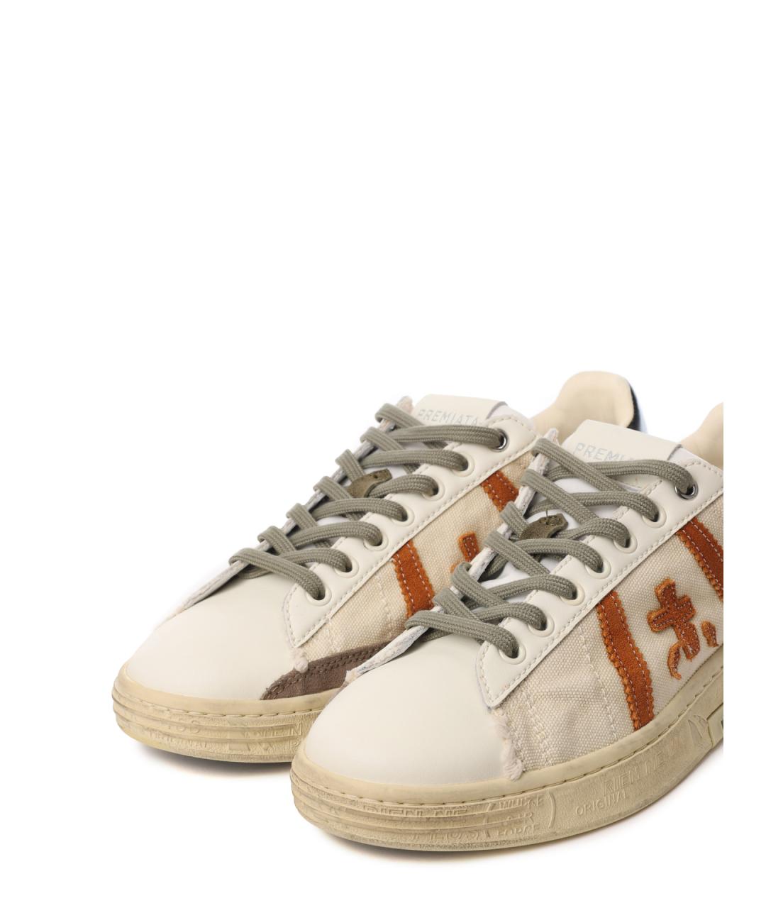 PREMIATA Бежевые текстильные низкие кроссовки / кеды, фото 7