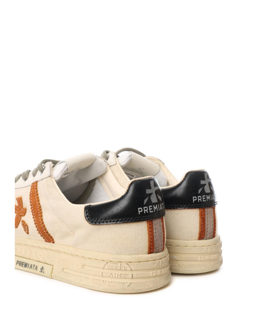 PREMIATA Бежевые текстильные низкие кроссовки / кеды, фото 6