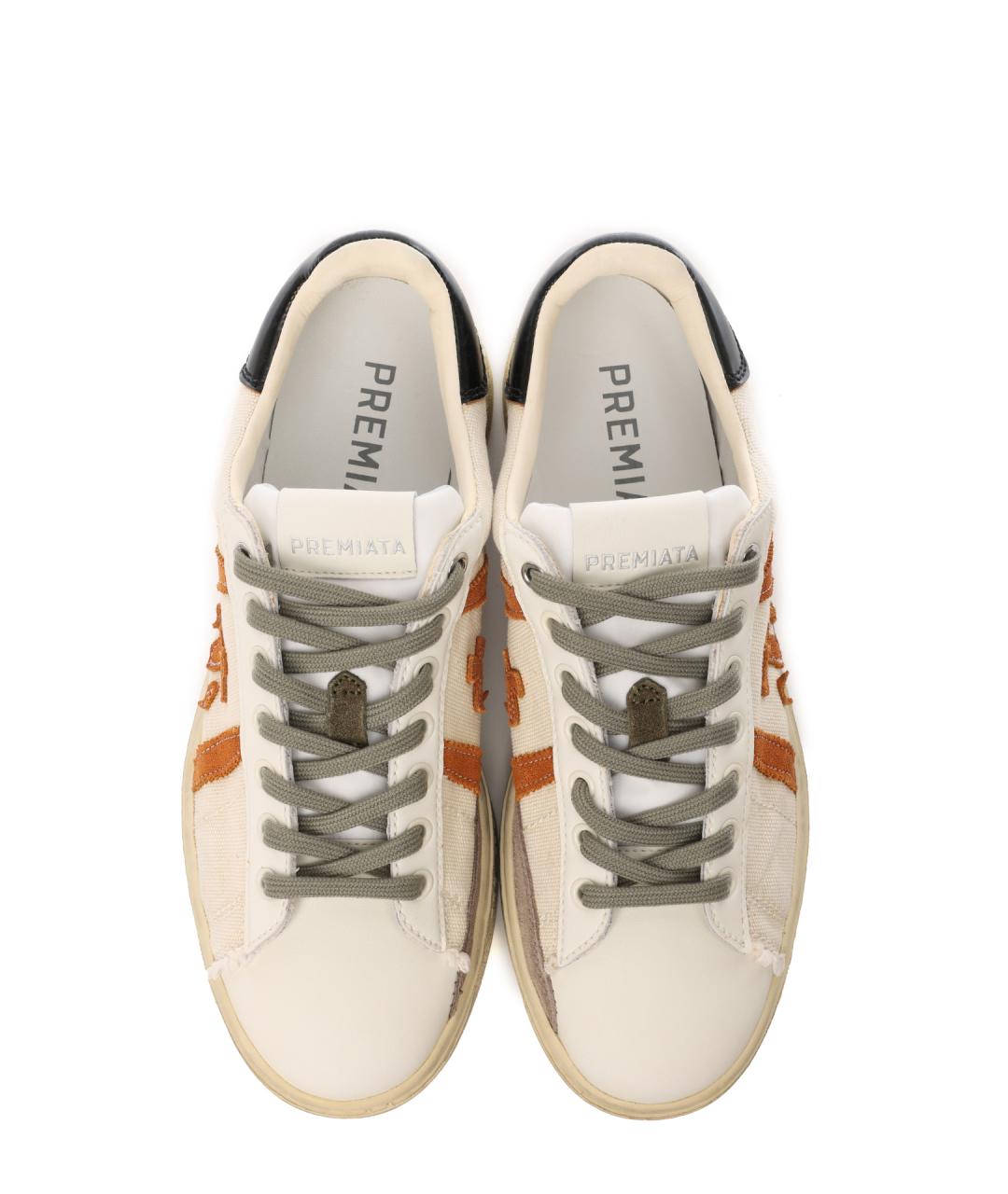 PREMIATA Бежевые текстильные низкие кроссовки / кеды, фото 5