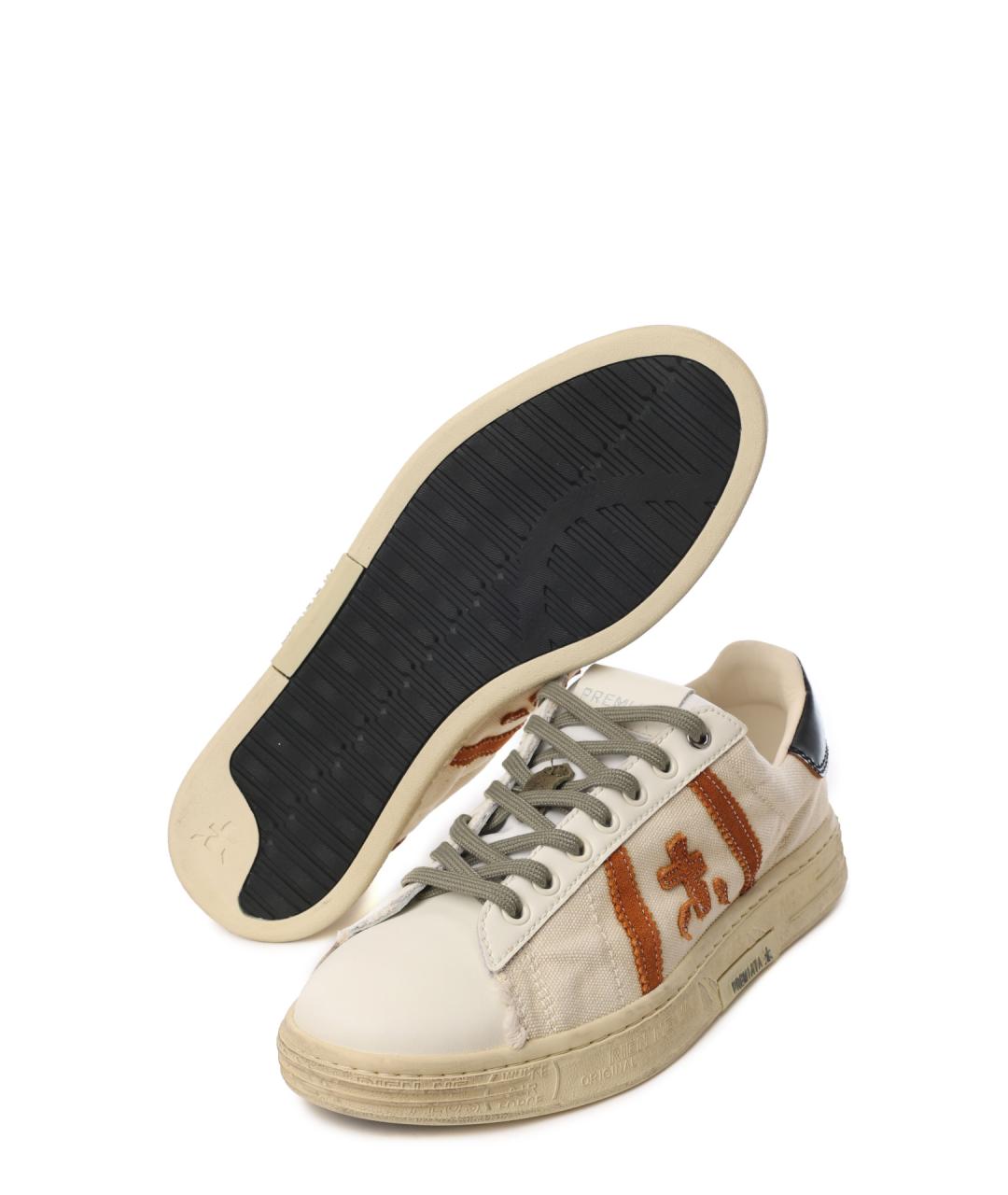 PREMIATA Бежевые текстильные низкие кроссовки / кеды, фото 4
