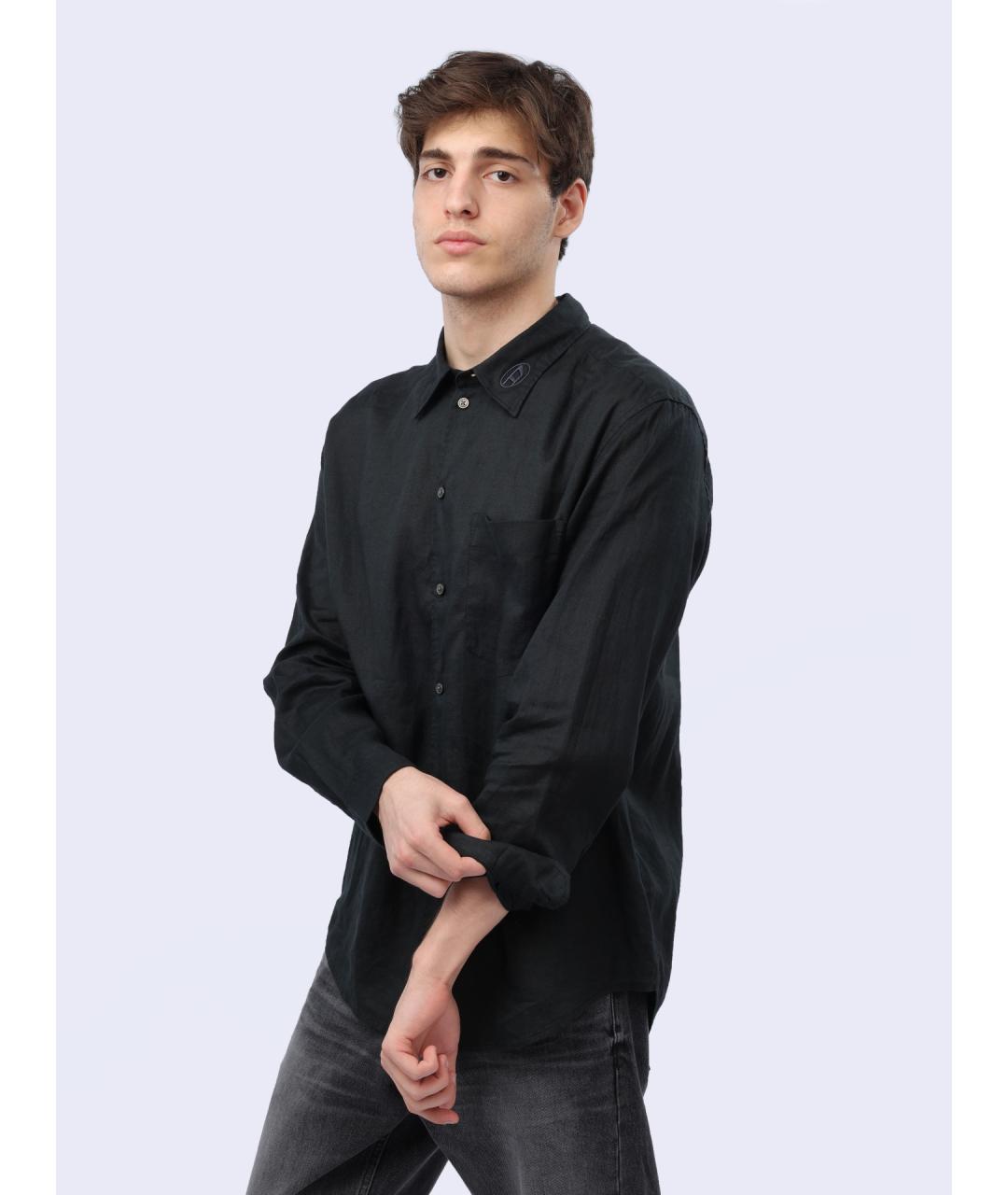 DIESEL Черная льняная кэжуал рубашка, фото 2