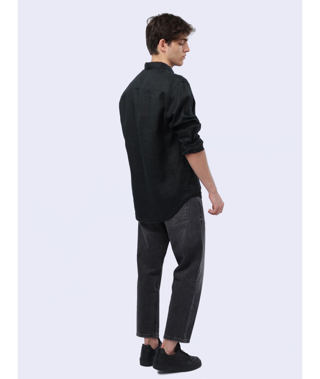 DIESEL Черная льняная кэжуал рубашка, фото 5