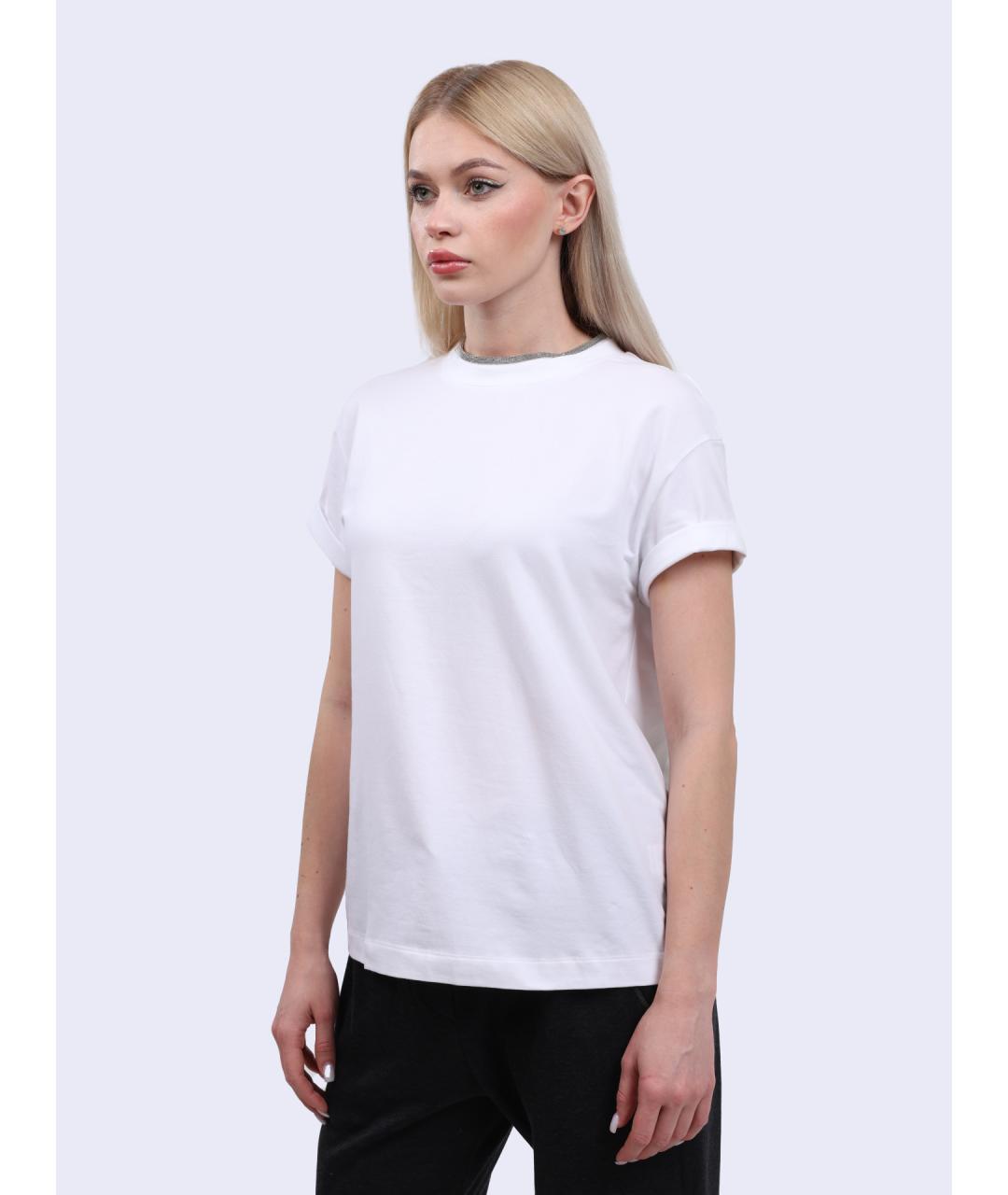 BRUNELLO CUCINELLI Белая хлопковая футболка, фото 3