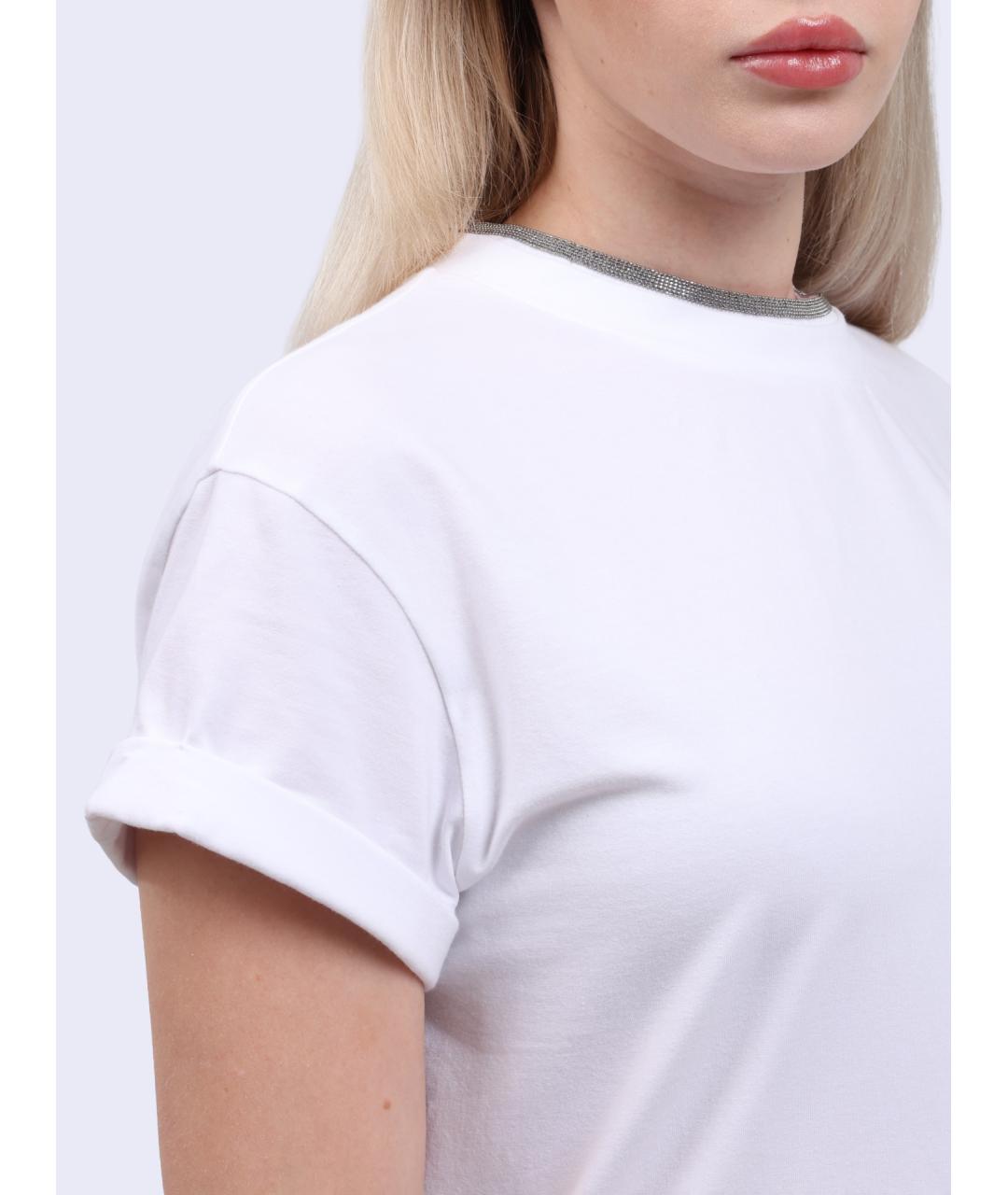 BRUNELLO CUCINELLI Белая хлопковая футболка, фото 4