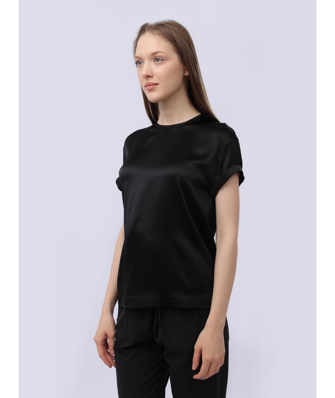 BRUNELLO CUCINELLI Черная шелковая футболка, фото 3