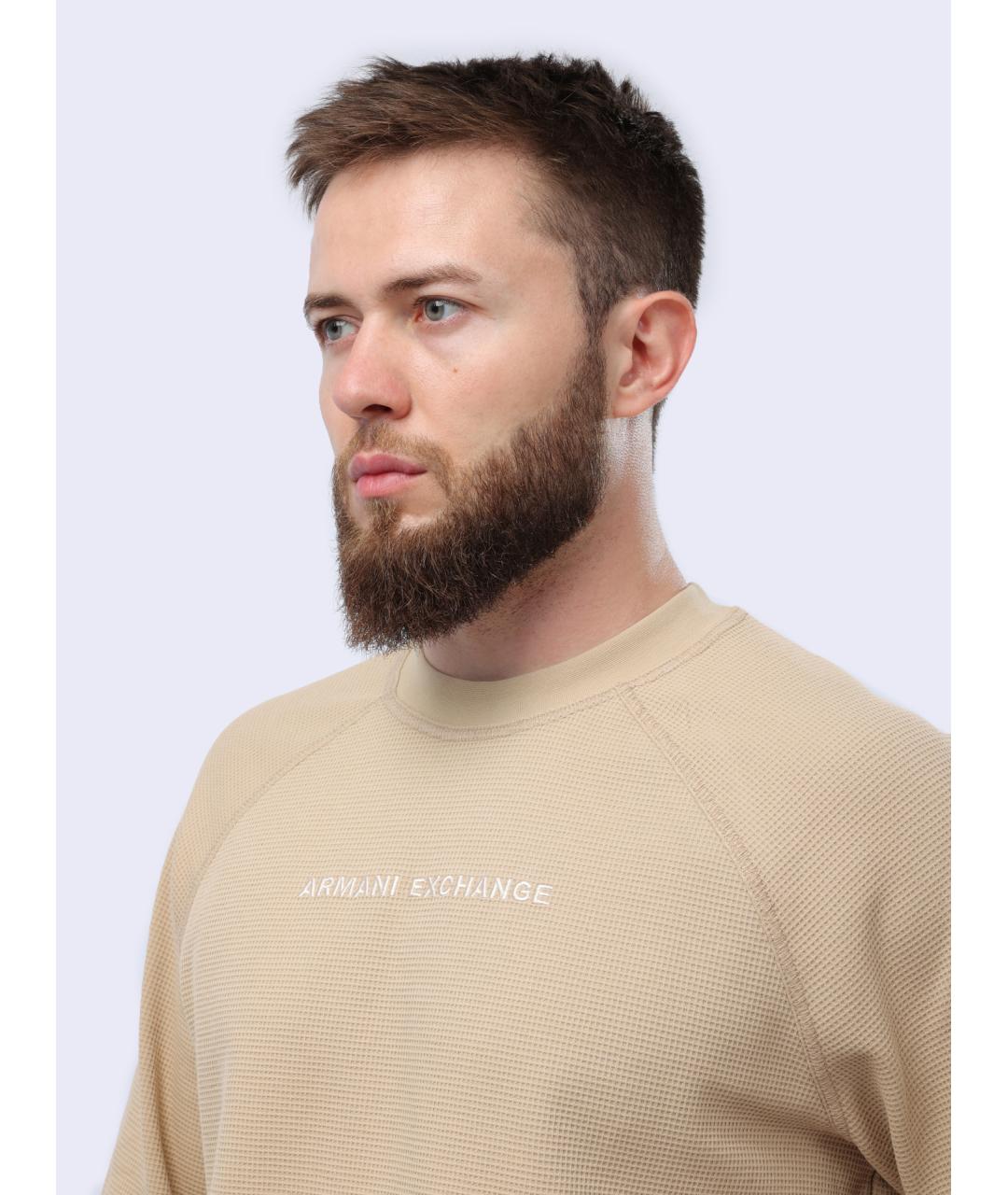 ARMANI EXCHANGE Бежевая футболка, фото 4