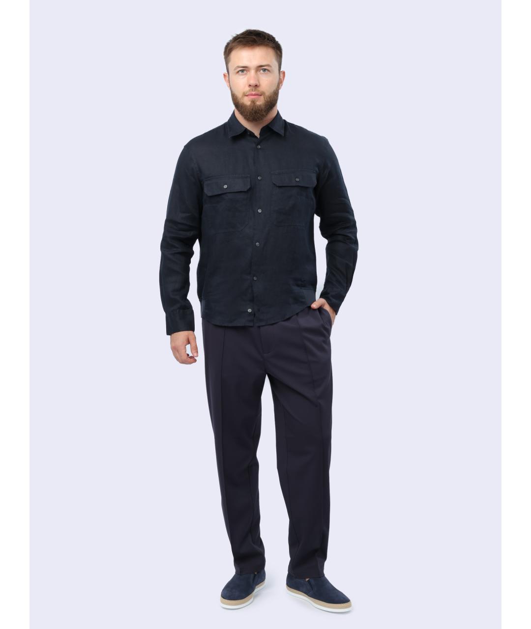 EMPORIO ARMANI Темно-синяя кэжуал рубашка, фото 2