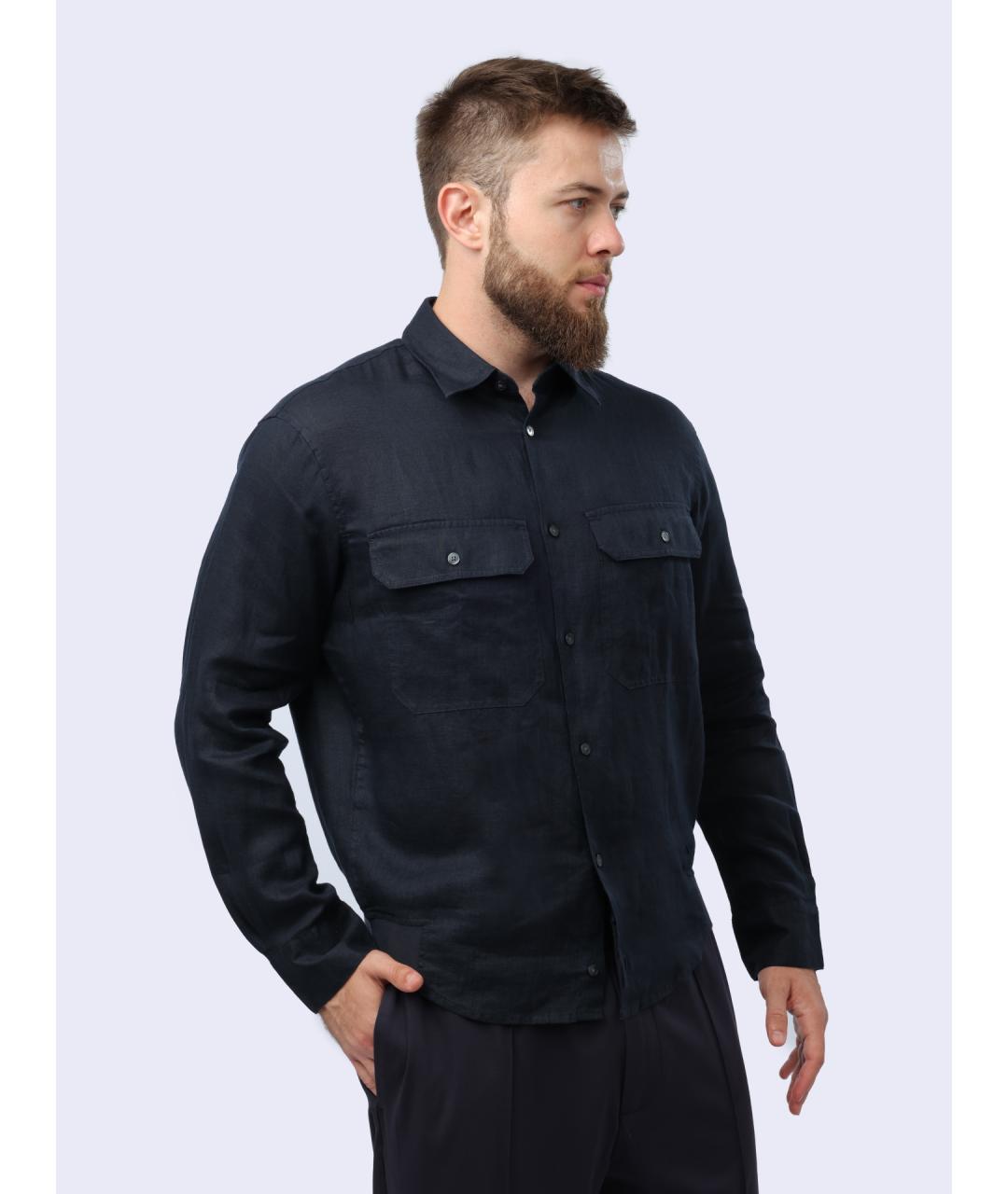 EMPORIO ARMANI Темно-синяя кэжуал рубашка, фото 5