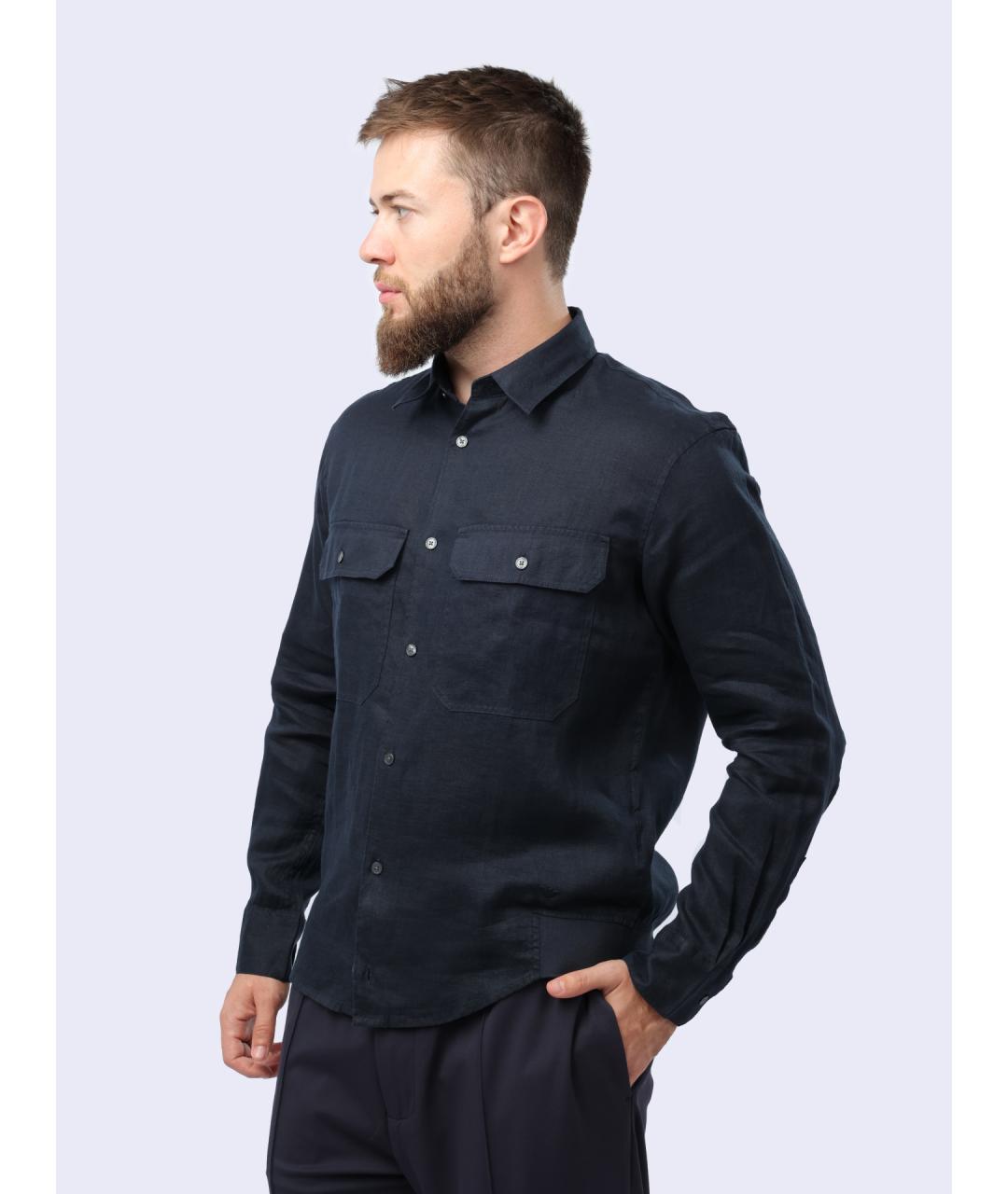 EMPORIO ARMANI Темно-синяя кэжуал рубашка, фото 3