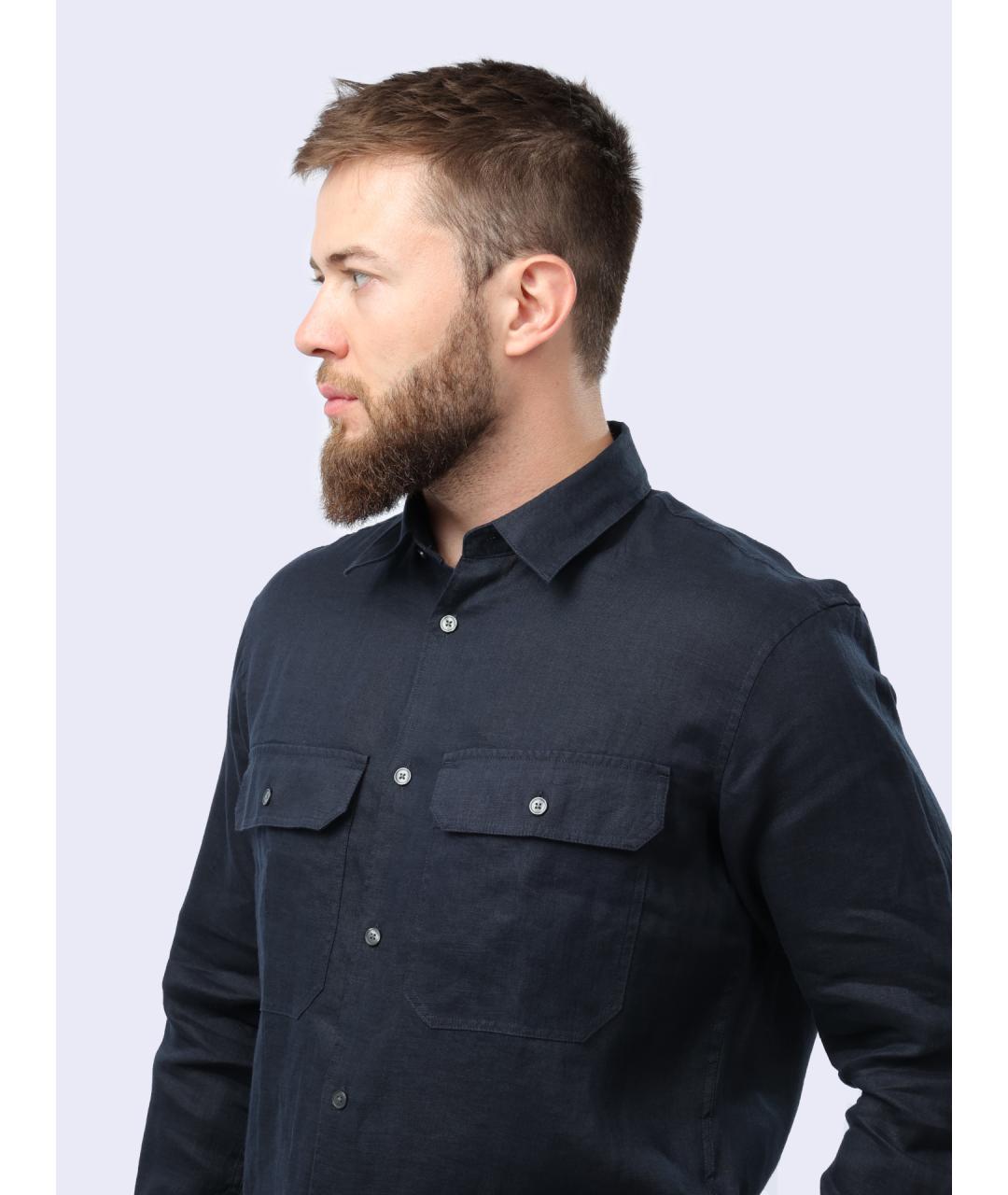 EMPORIO ARMANI Темно-синяя кэжуал рубашка, фото 4