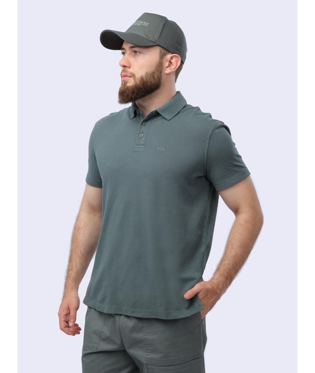 ARMANI EXCHANGE Серое хлопковое поло с коротким рукавом, фото 3