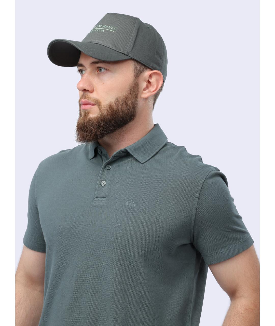 ARMANI EXCHANGE Серое хлопковое поло с коротким рукавом, фото 4