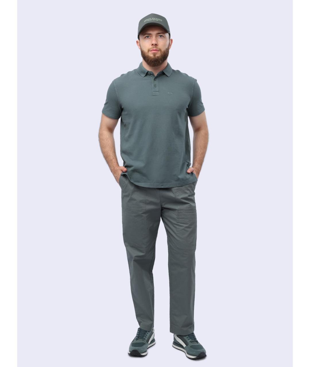 ARMANI EXCHANGE Серое хлопковое поло с коротким рукавом, фото 2