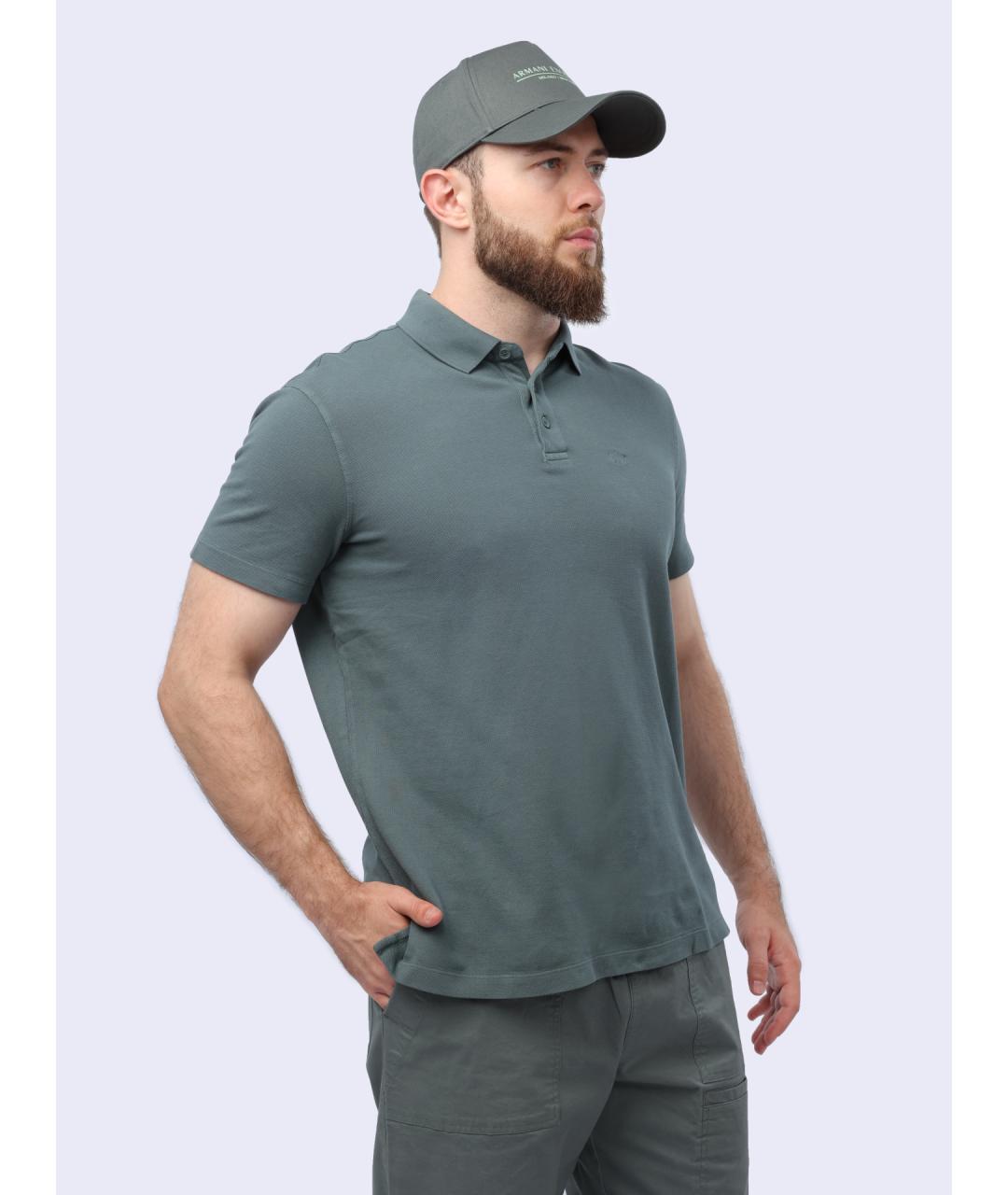 ARMANI EXCHANGE Серое хлопковое поло с коротким рукавом, фото 5