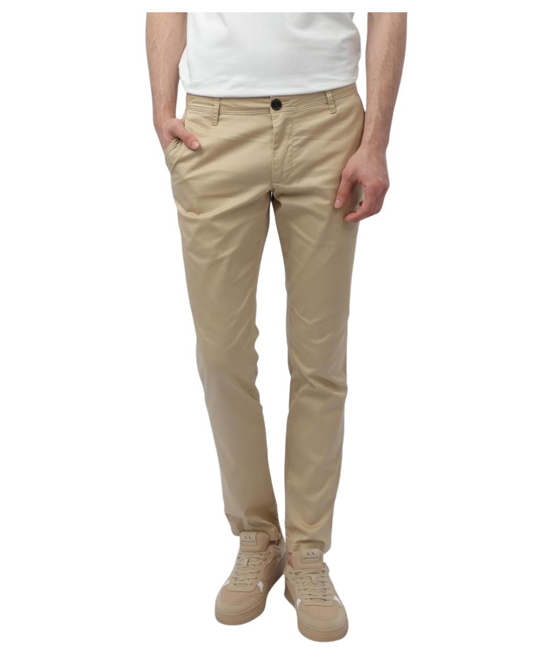 ARMANI EXCHANGE Бежевые хлопковые повседневные брюки, фото 1