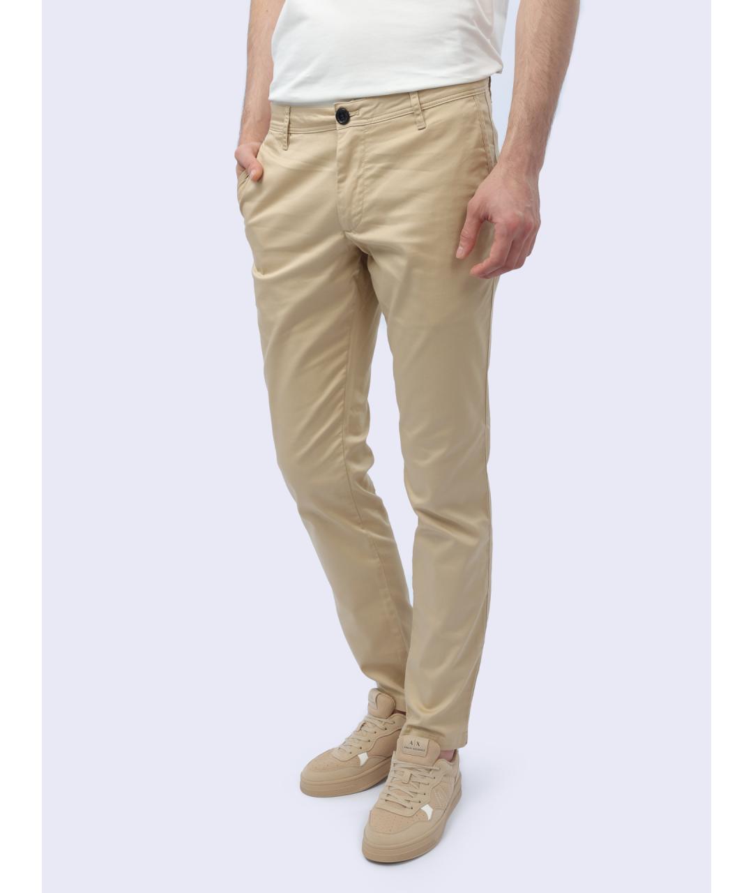 ARMANI EXCHANGE Бежевые хлопковые повседневные брюки, фото 2