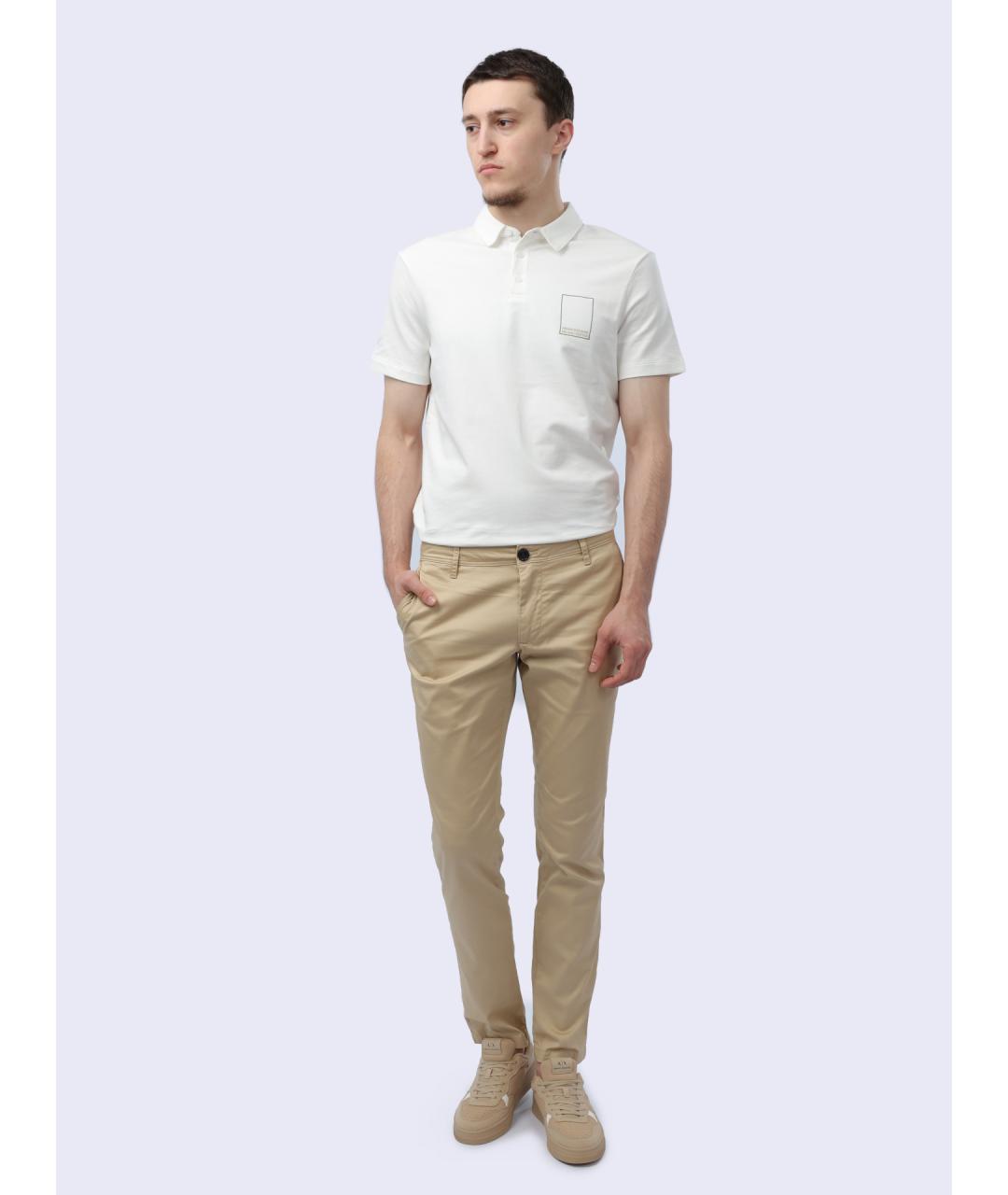 ARMANI EXCHANGE Бежевые хлопковые повседневные брюки, фото 3