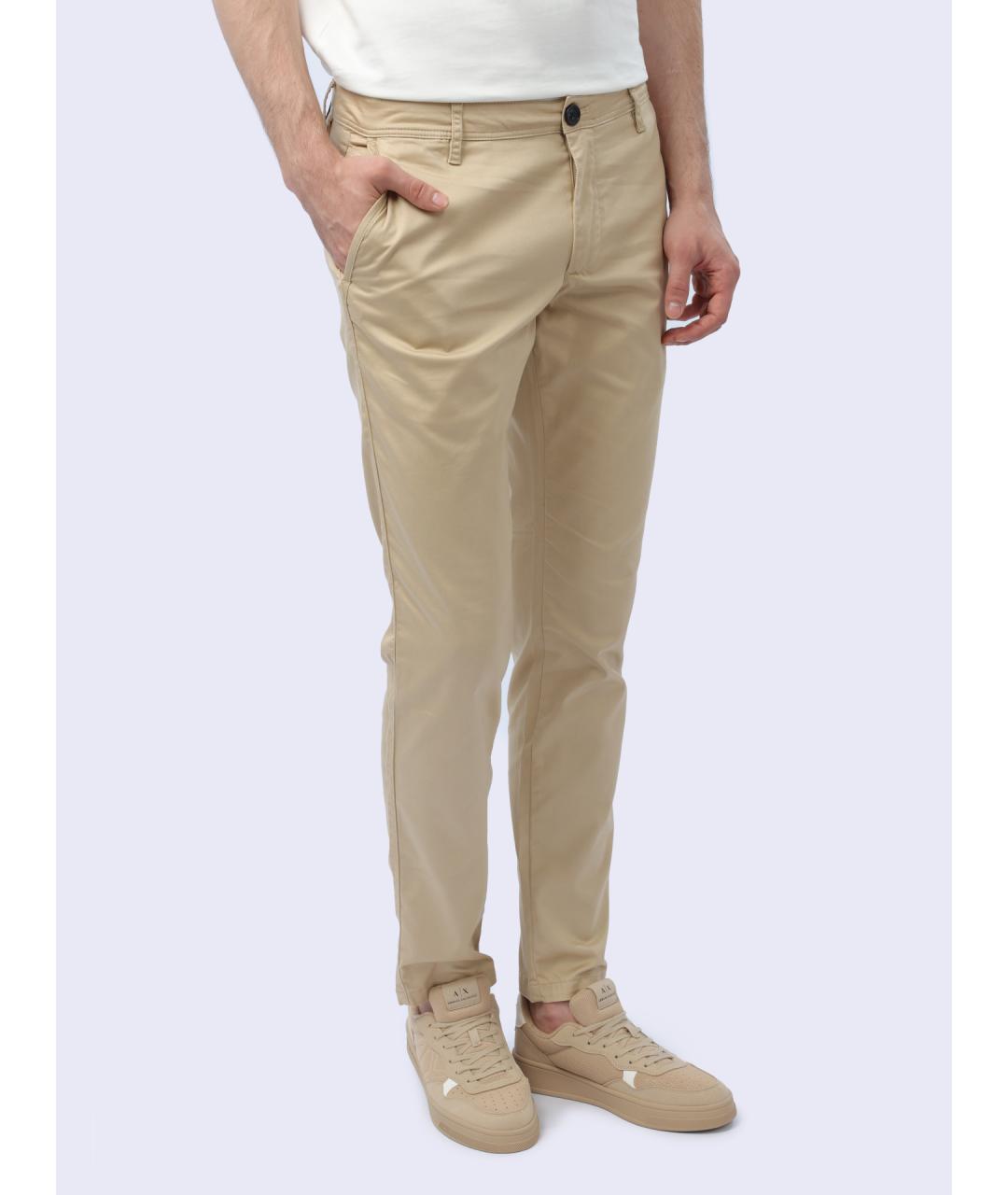 ARMANI EXCHANGE Бежевые хлопковые повседневные брюки, фото 4
