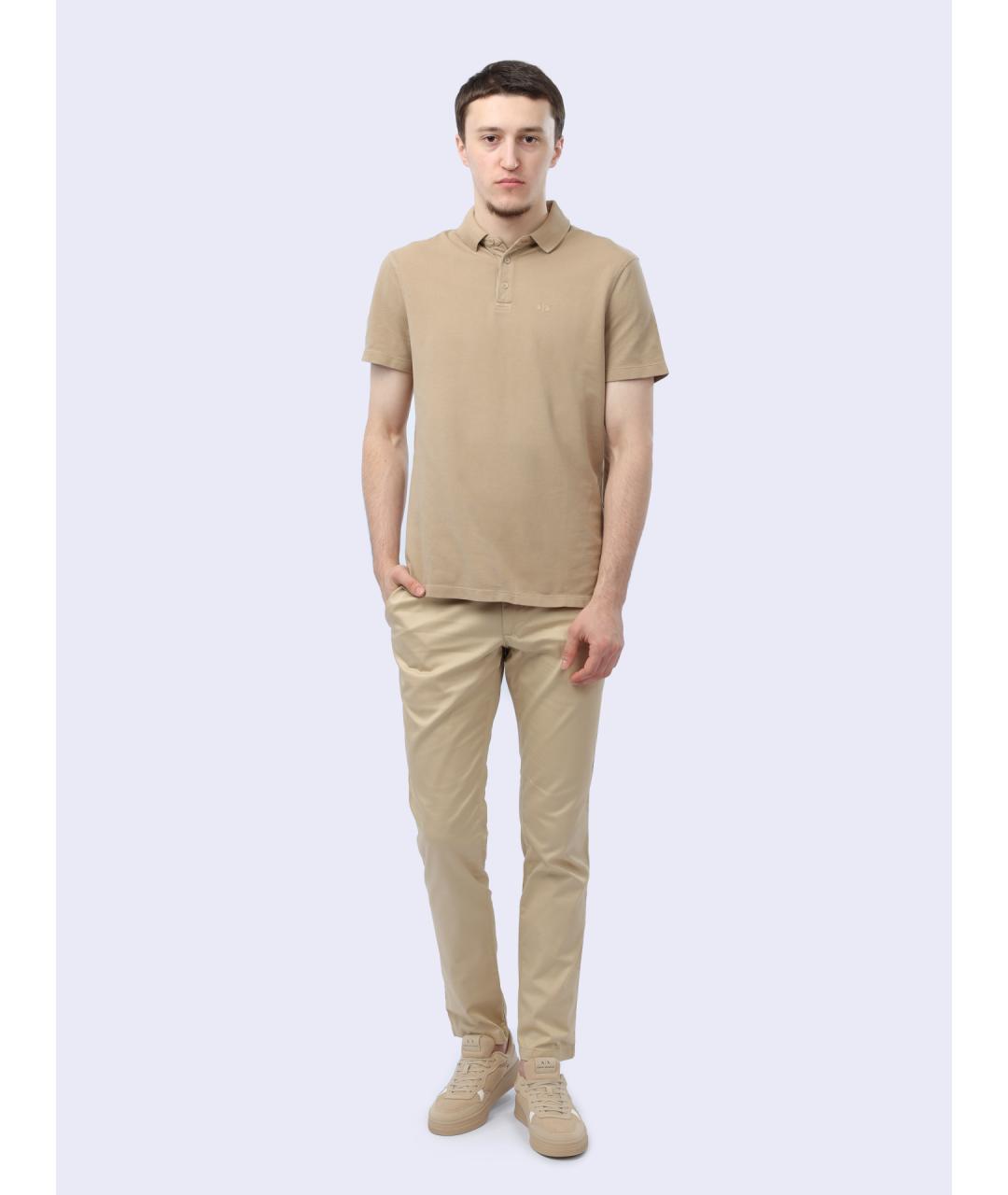 ARMANI EXCHANGE Бежевое хлопковое поло с коротким рукавом, фото 7
