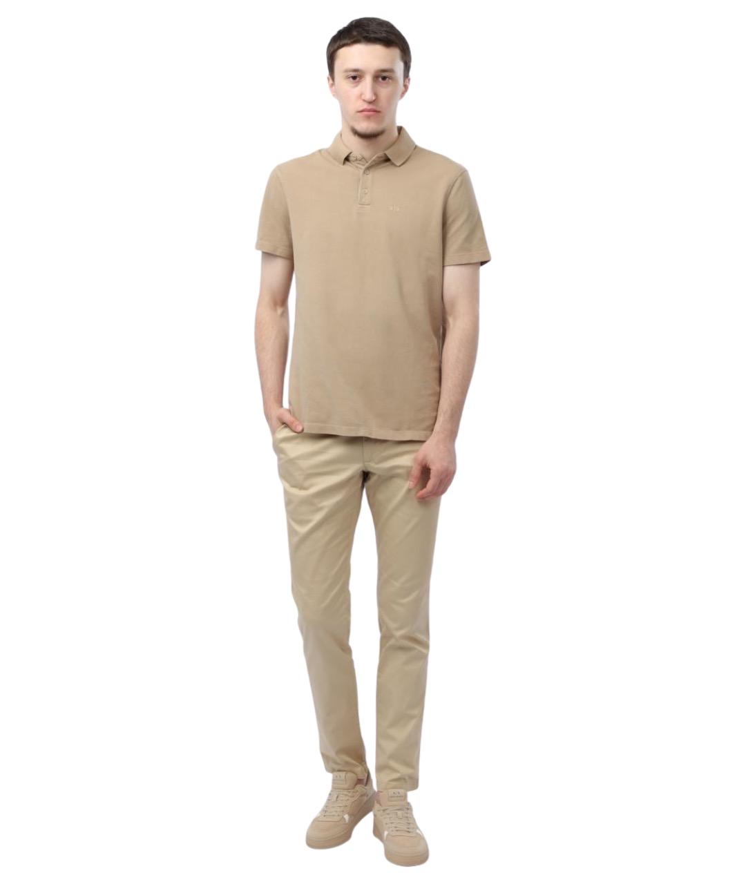 ARMANI EXCHANGE Бежевое хлопковое поло с коротким рукавом, фото 1