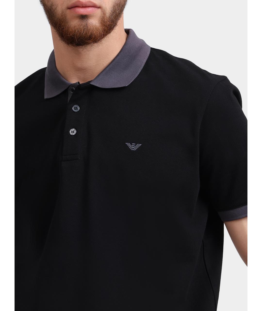 EMPORIO ARMANI Черное поло с коротким рукавом, фото 4
