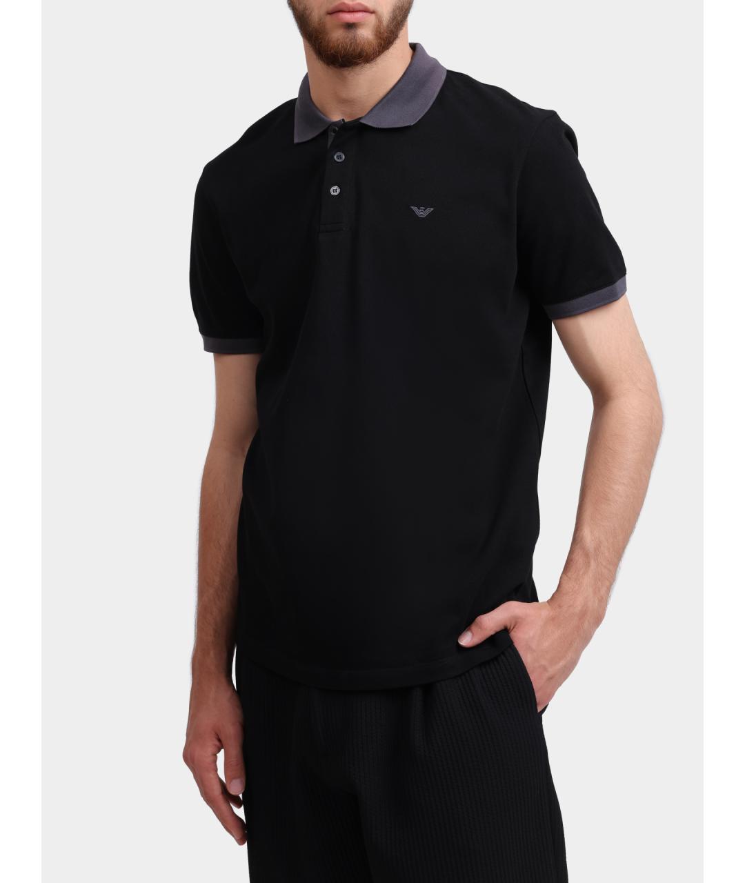 EMPORIO ARMANI Черное поло с коротким рукавом, фото 3