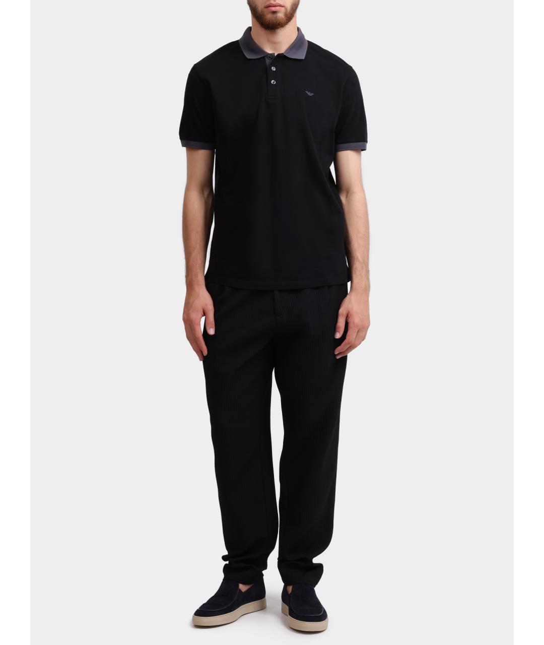EMPORIO ARMANI Черное поло с коротким рукавом, фото 2