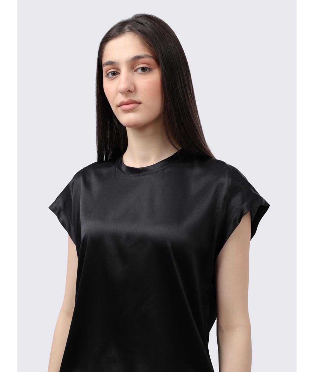 PINKO Черная шелковая футболка, фото 4