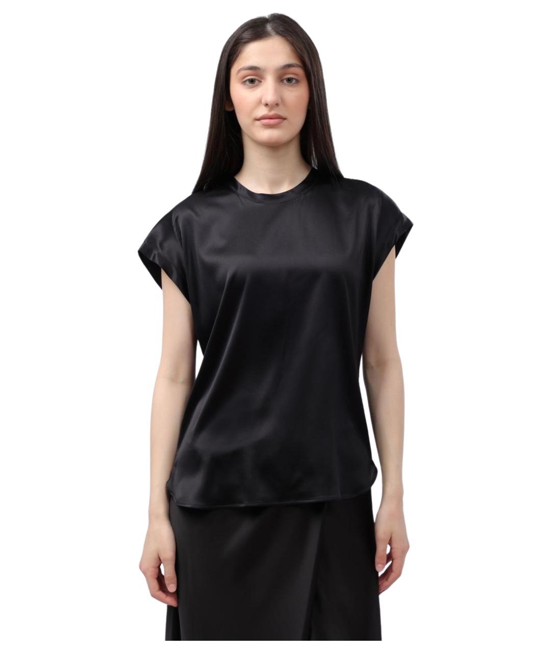 PINKO Черная шелковая футболка, фото 1