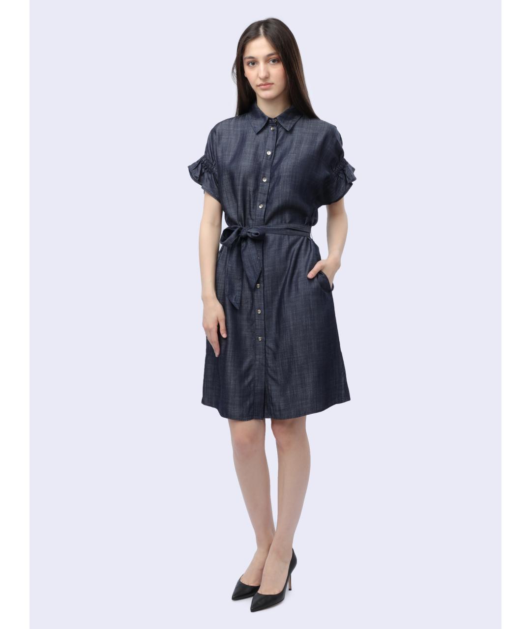 ARMANI EXCHANGE Синее хлопковое повседневное платье, фото 4