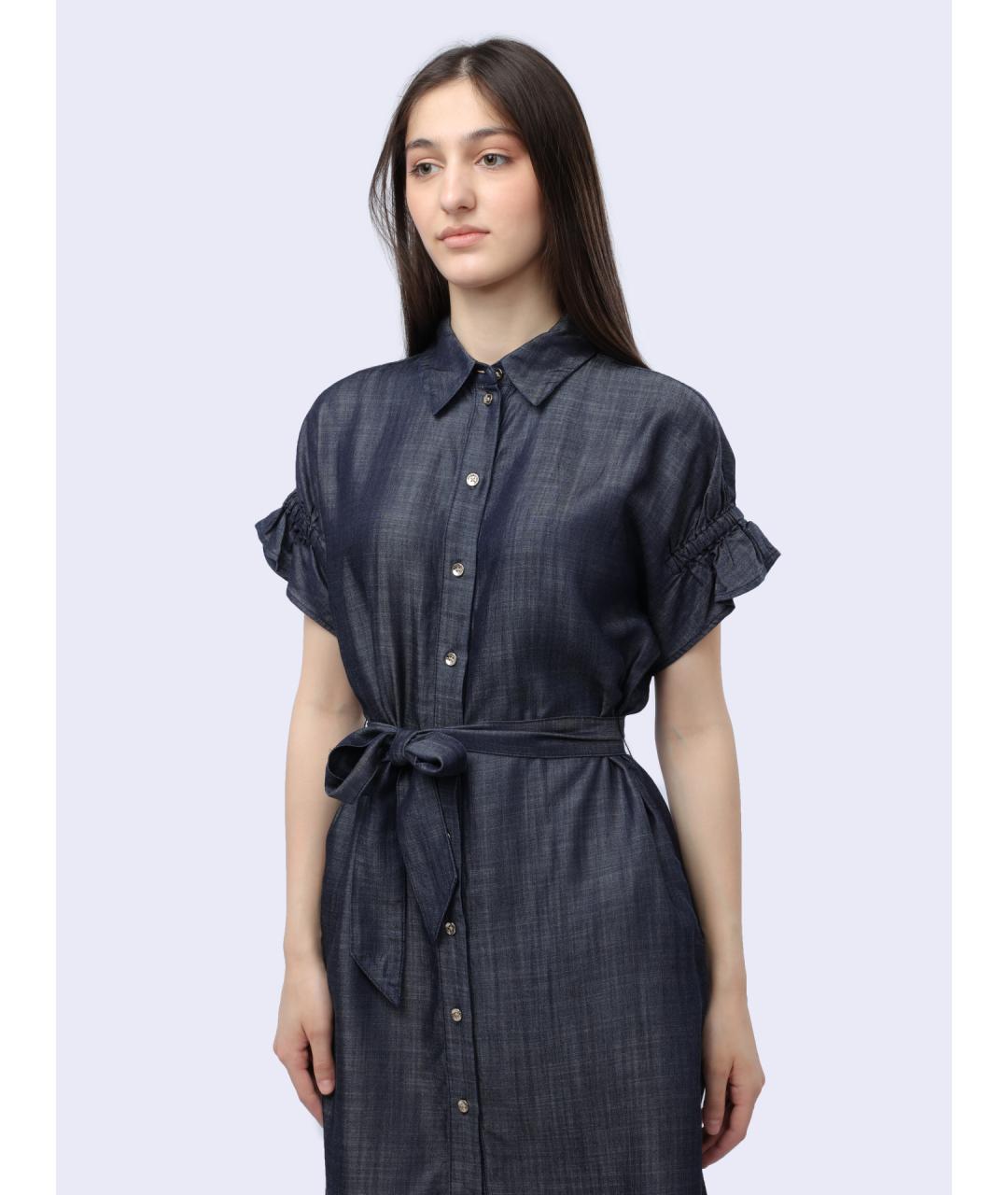 ARMANI EXCHANGE Синее хлопковое повседневное платье, фото 5