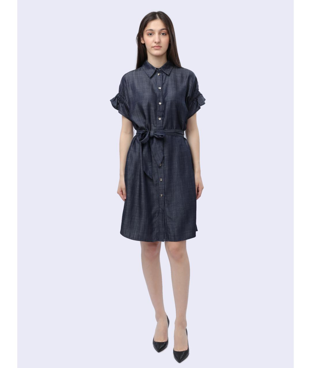 ARMANI EXCHANGE Синее хлопковое повседневное платье, фото 7