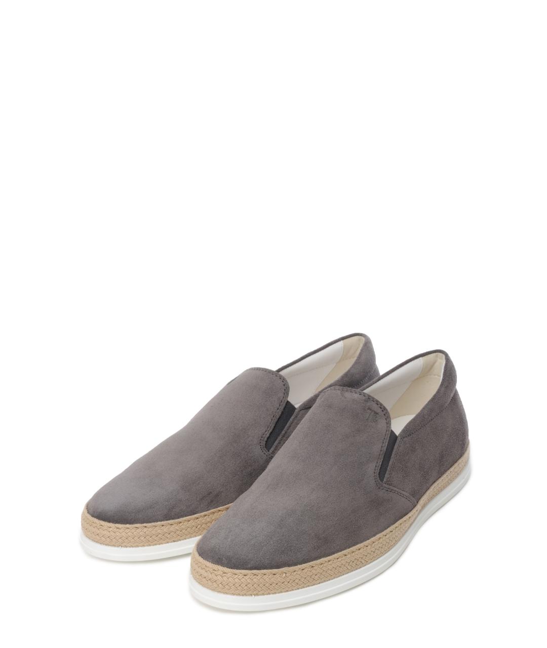 TOD'S Серые замшевые слипоны, фото 2