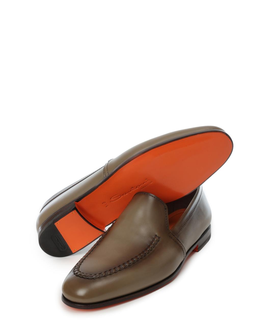 SANTONI Коричневые кожаные лоферы, фото 4