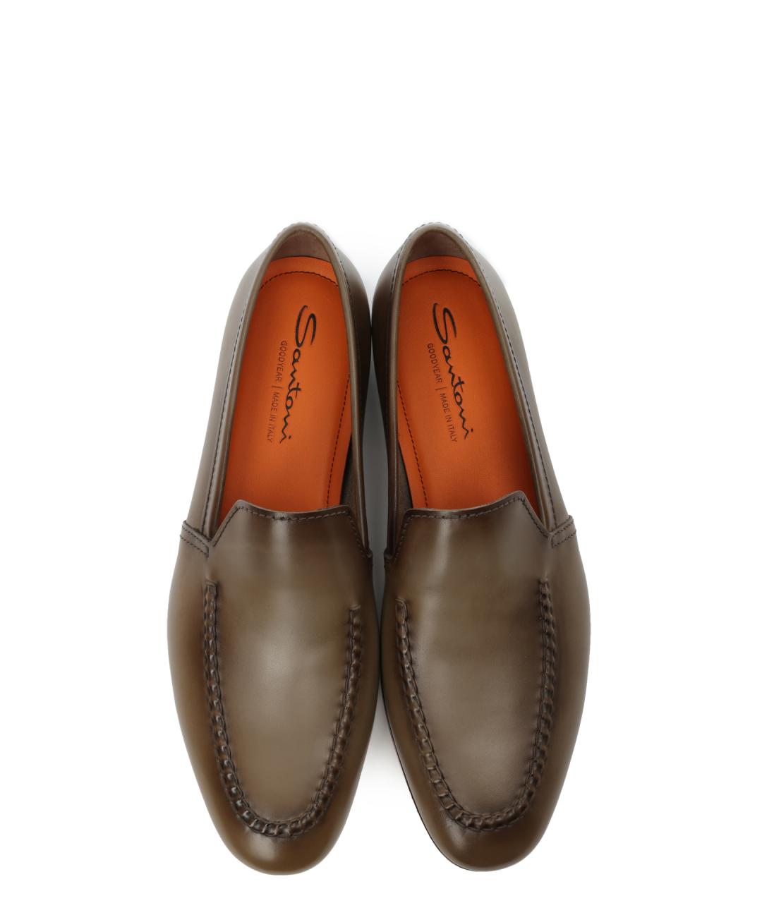 SANTONI Коричневые кожаные лоферы, фото 5