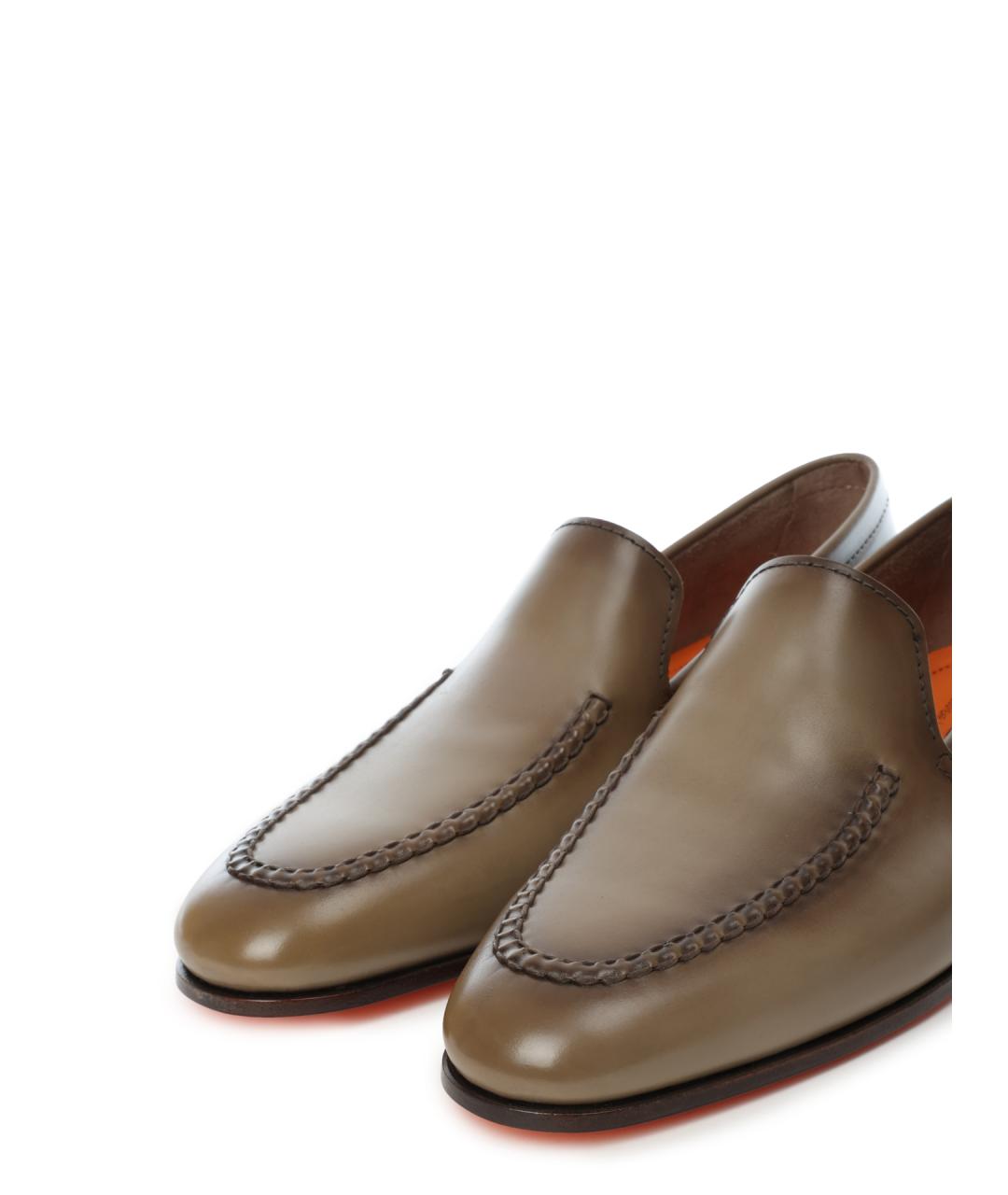 SANTONI Коричневые кожаные лоферы, фото 6