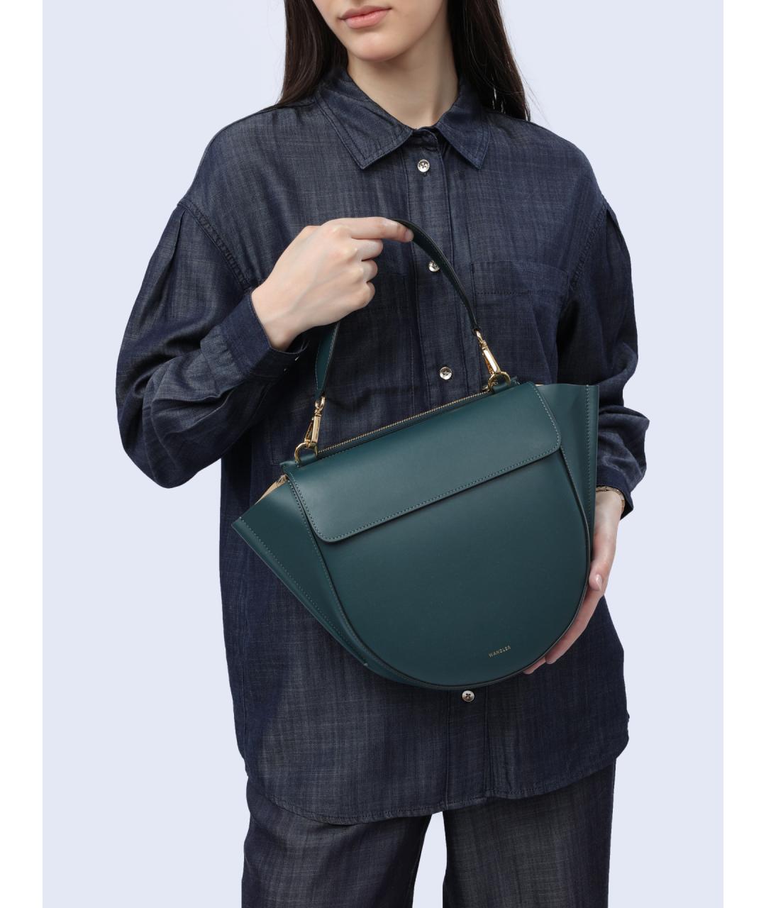 WANDLER Бирюзовая кожаная сумка с короткими ручками, фото 2