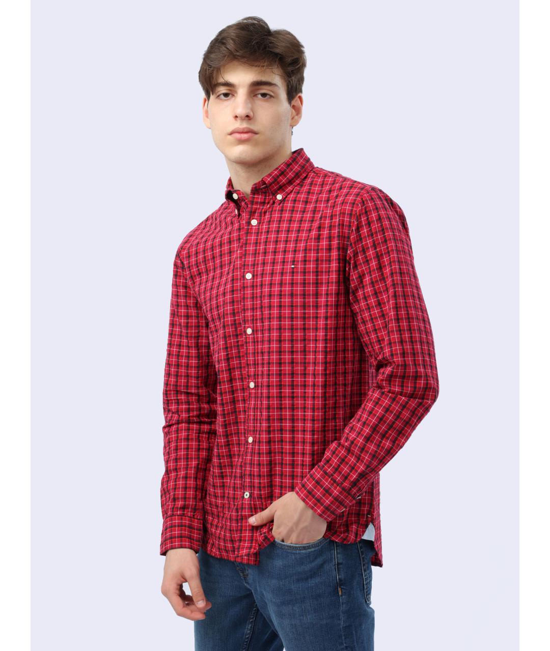 TOMMY HILFIGER Красная хлопковая кэжуал рубашка, фото 4