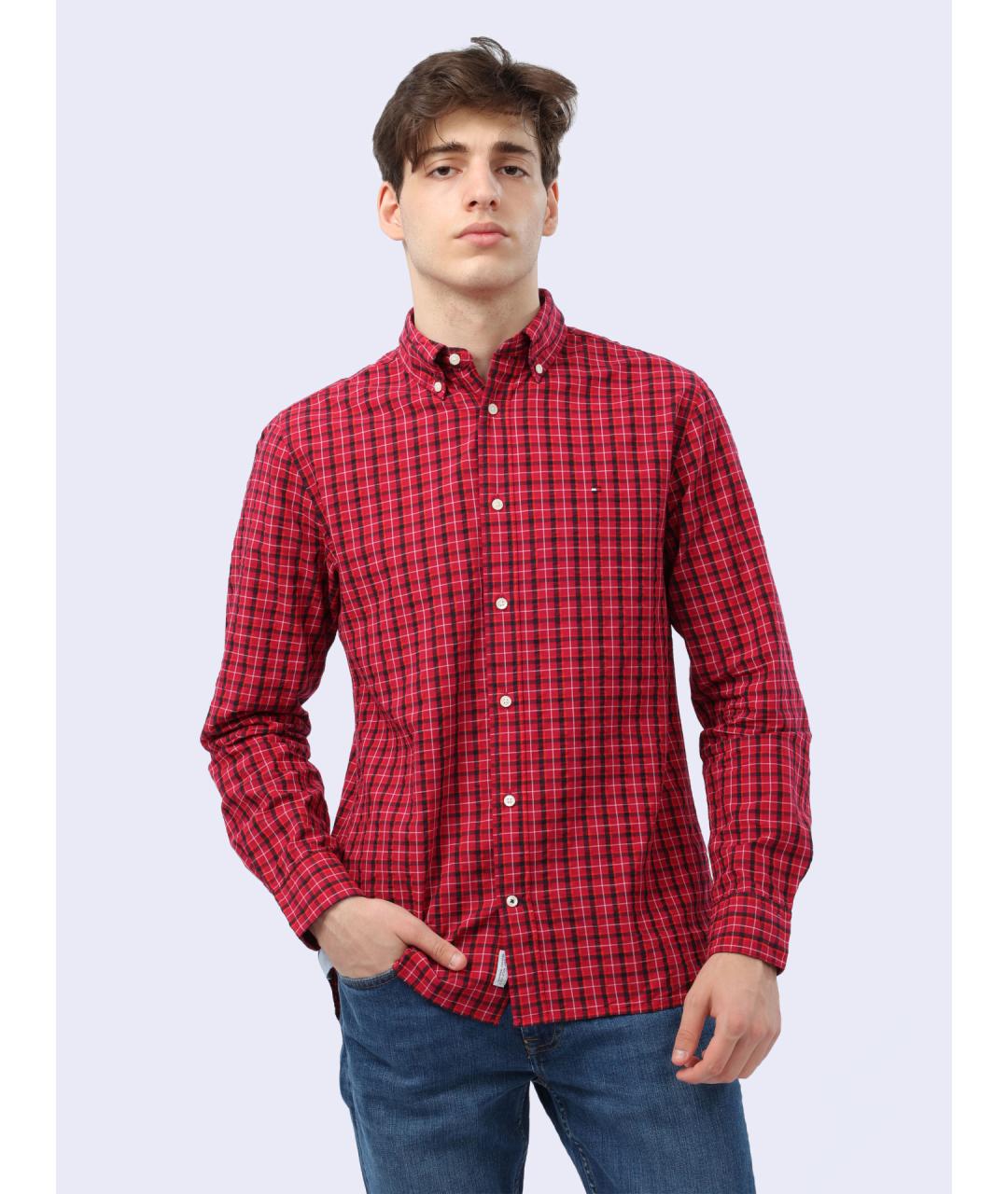 TOMMY HILFIGER Красная хлопковая кэжуал рубашка, фото 3