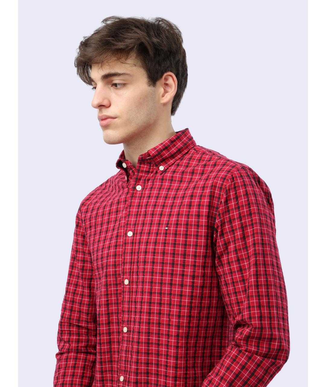 TOMMY HILFIGER Красная хлопковая кэжуал рубашка, фото 5