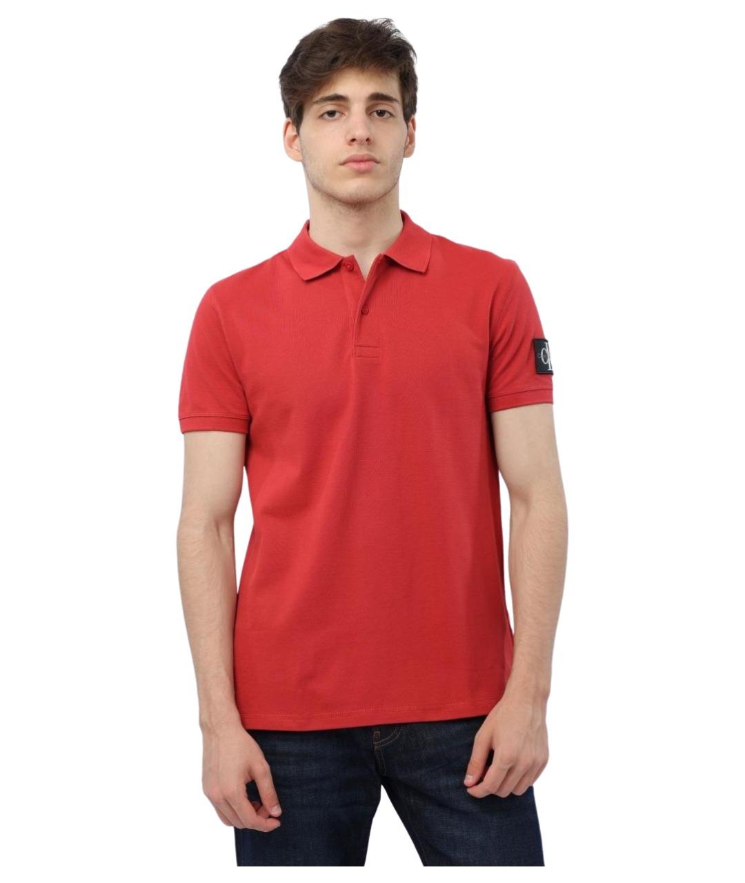 CALVIN KLEIN Красное хлопковое поло с коротким рукавом, фото 1