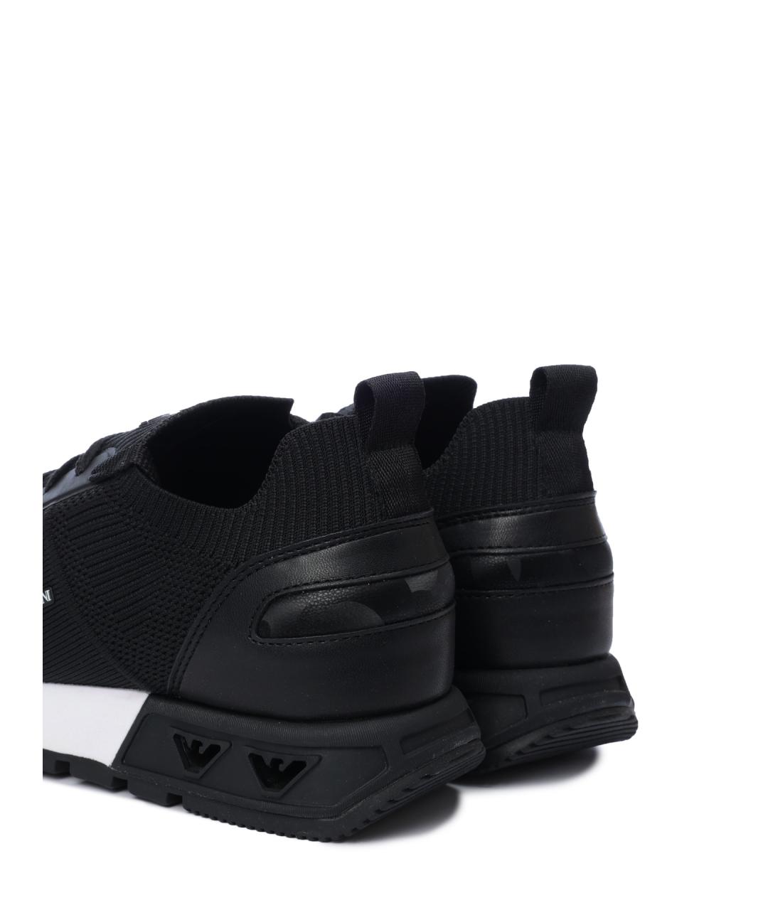 EA7 Черные текстильные низкие кроссовки / кеды, фото 6