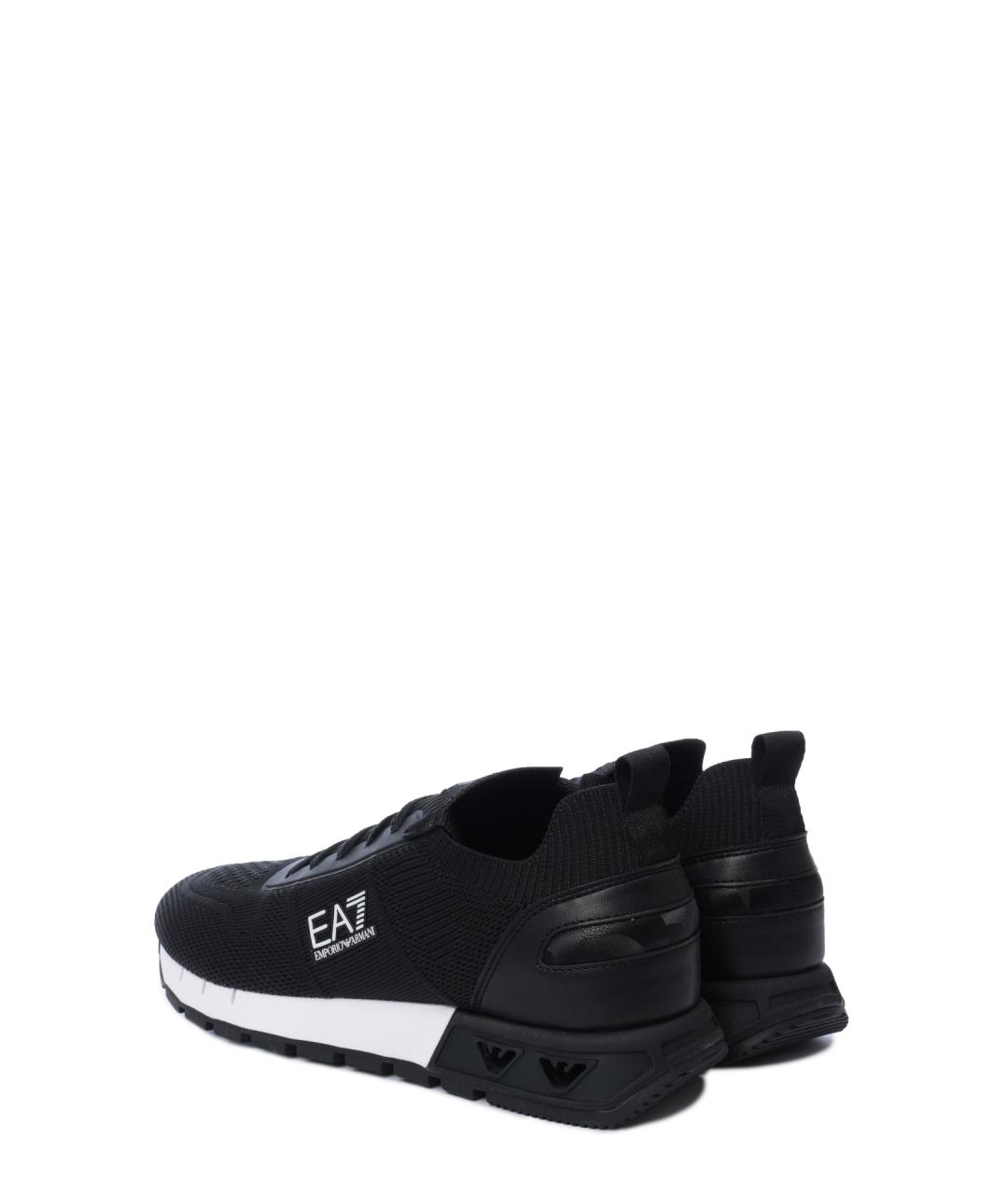 EA7 Черные текстильные низкие кроссовки / кеды, фото 3