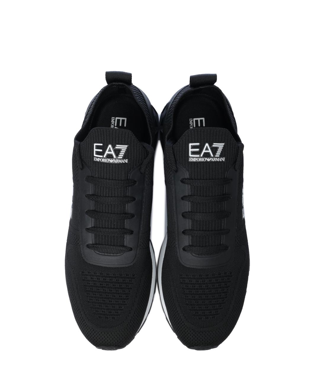 EA7 Черные текстильные низкие кроссовки / кеды, фото 5
